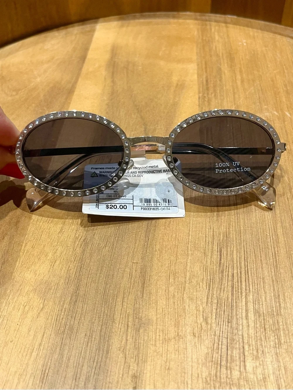 A New Day, Gold Round Studded Women's Sunglasses